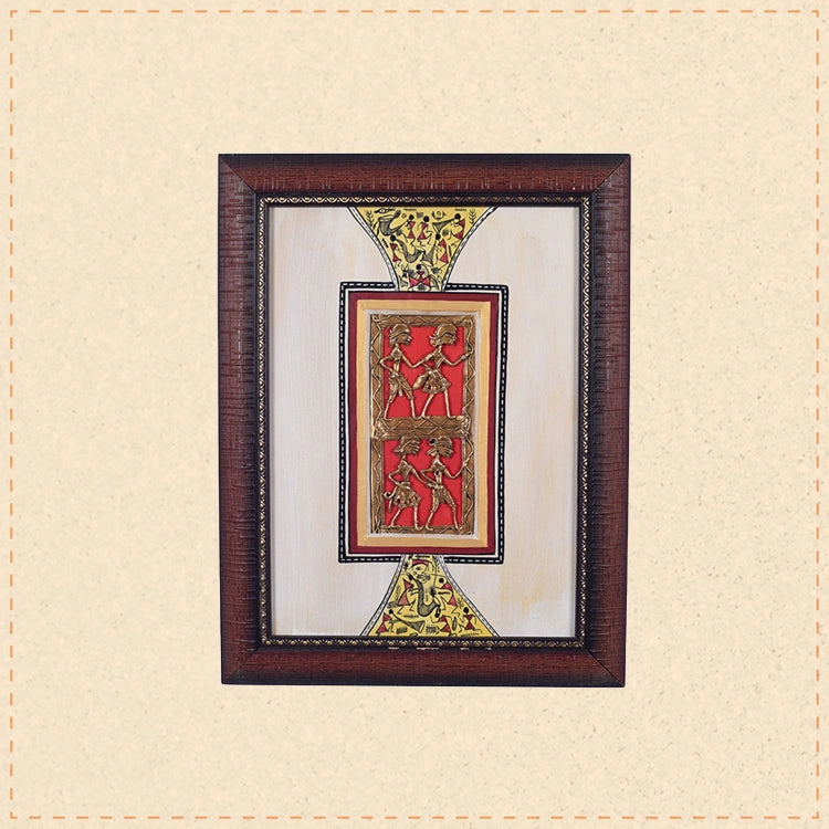 Artistic Fusion Dhokra Warli Painting (10x0.5x13)
