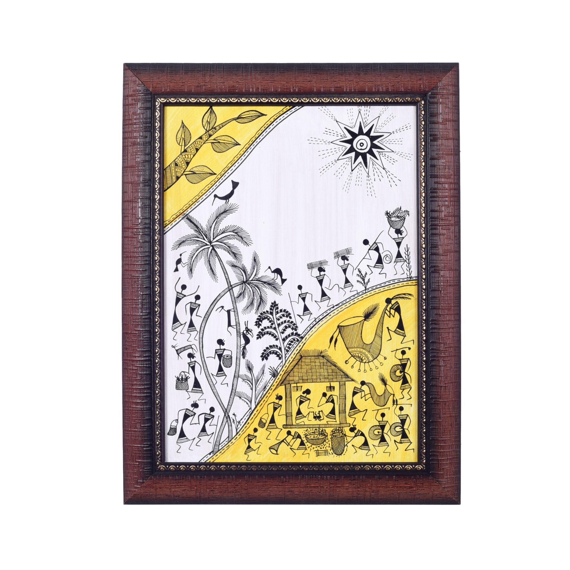 The Tree Of Life & Village Lifestyle Warli Painting  (10x0.5x13)