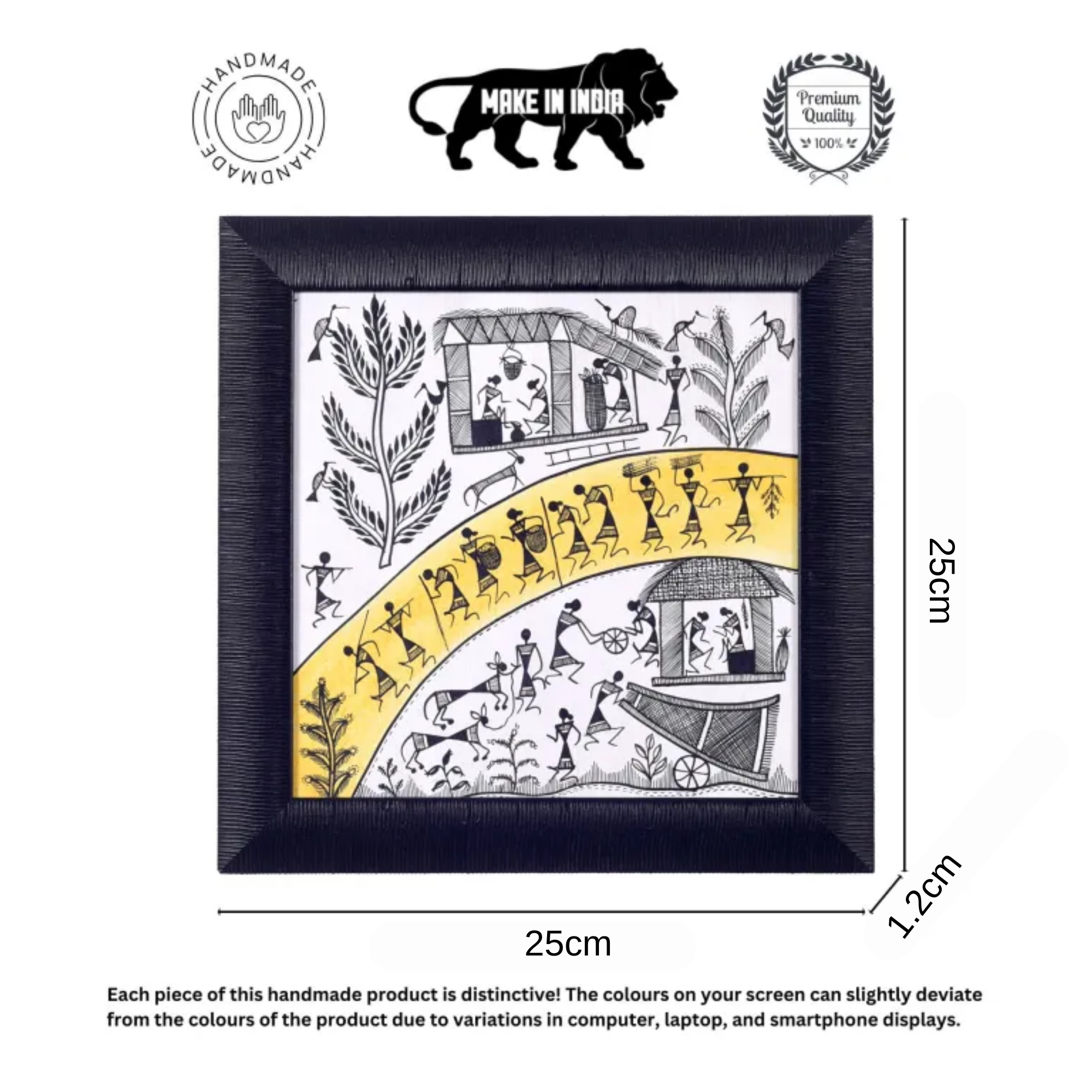 Warli Processions & The Warli Tree Handcrafted Painting So2  (9.7x0.5x9.7)