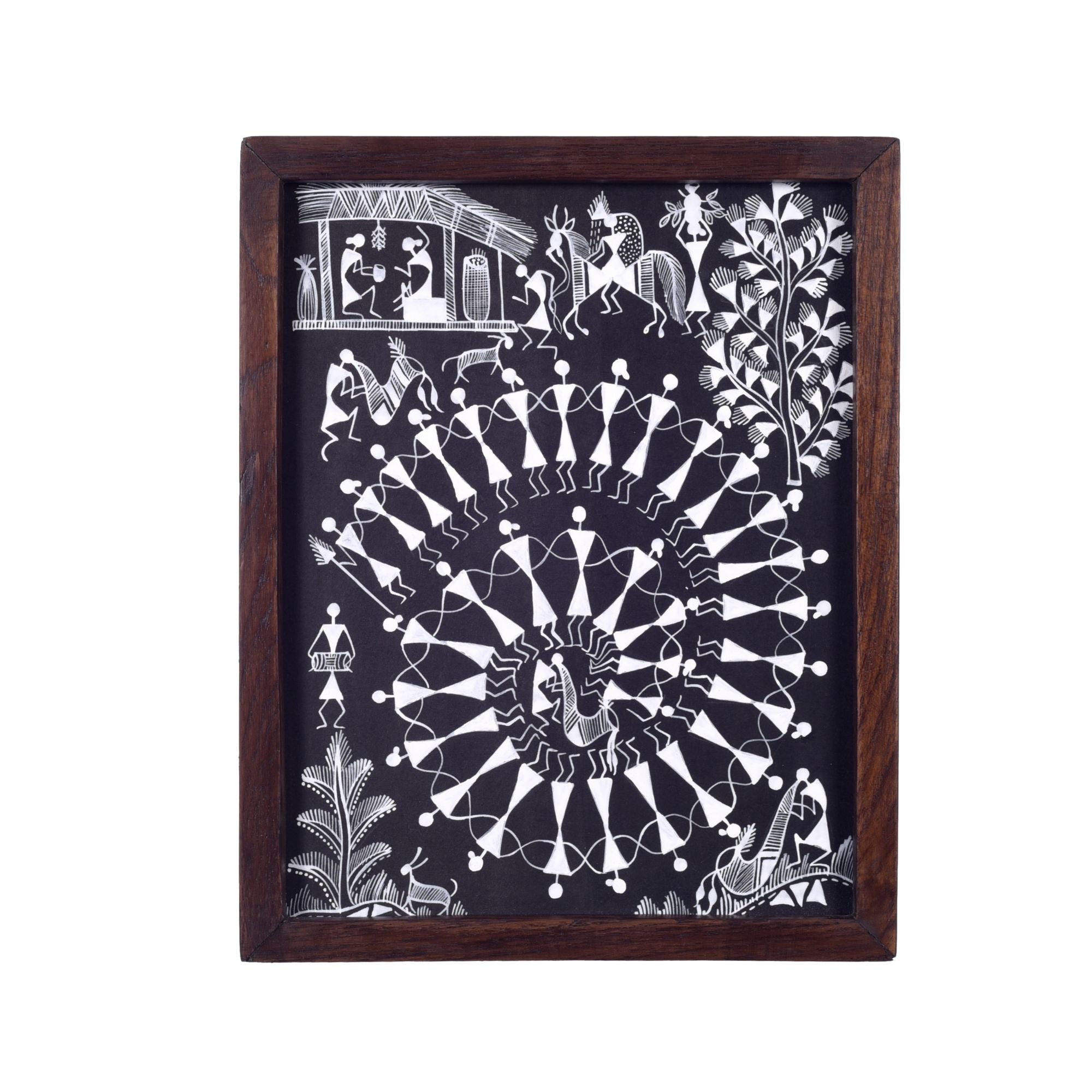 The Life Of Warli Painting & Tribal Marriage Handcrafted Painting So2  (8x0.5x10)
