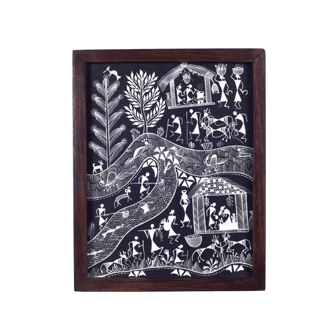 The Life Of Warli Painting & Tribal Marriage Handcrafted Painting So2  (8x0.5x10)