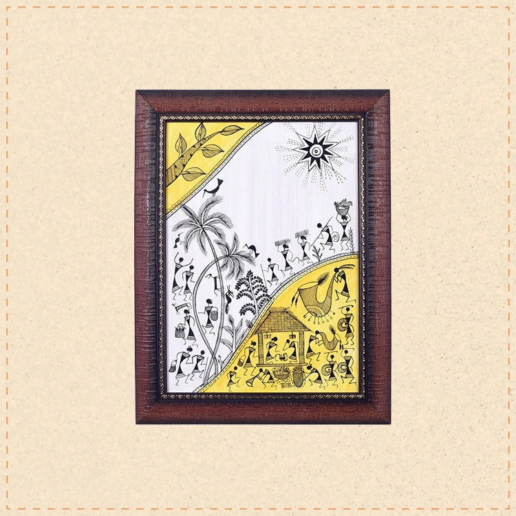 Village Lifestyle Warli Painting  (10x0.5x13)