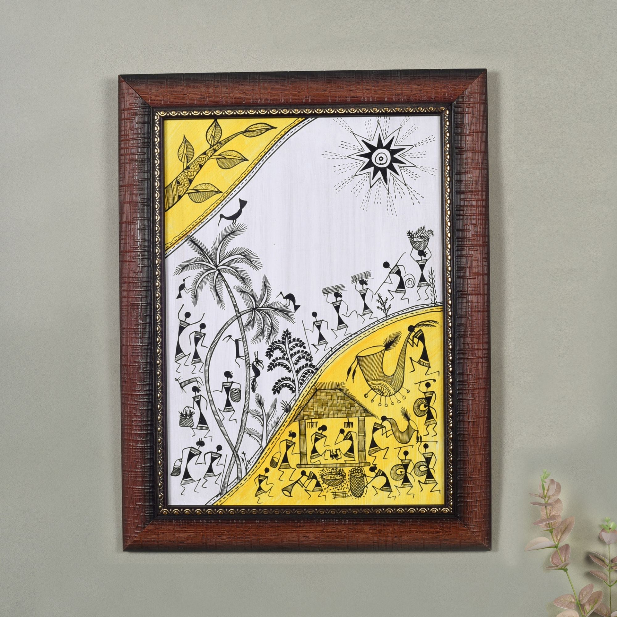 Village Lifestyle Warli Painting  (10x0.5x13)