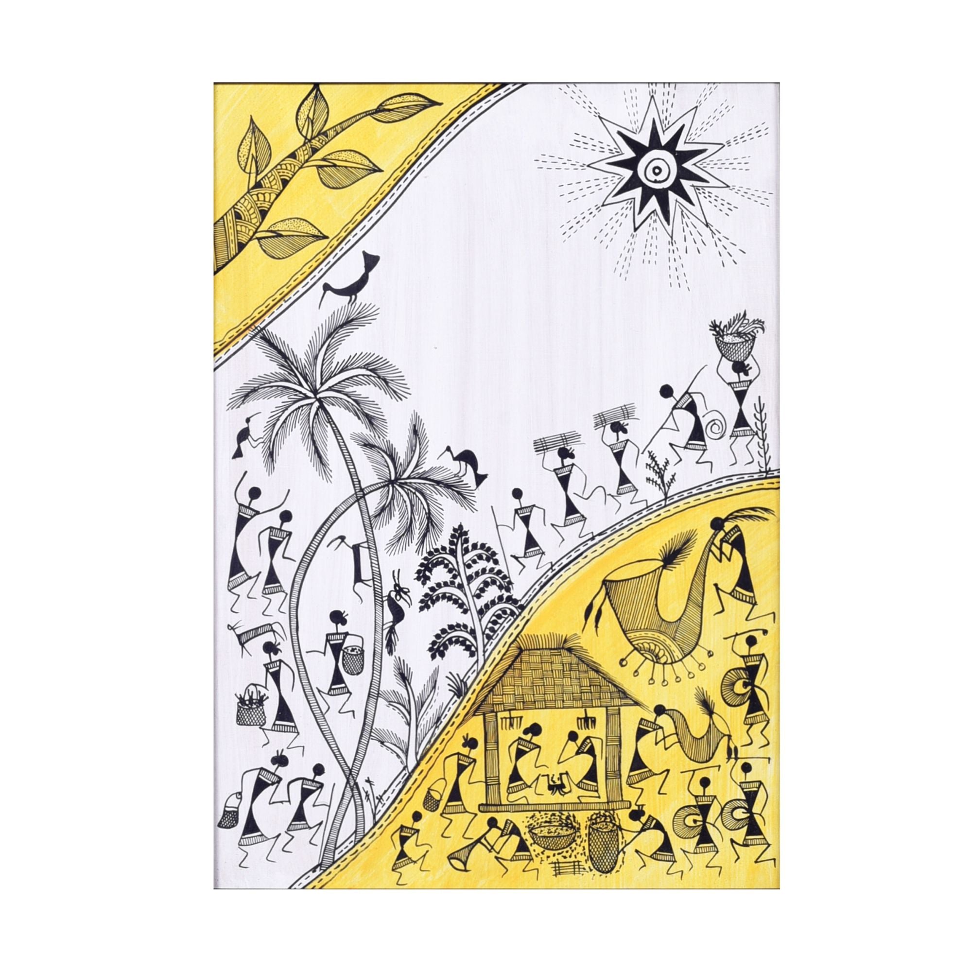 Village Lifestyle Warli Painting  (10x0.5x13)