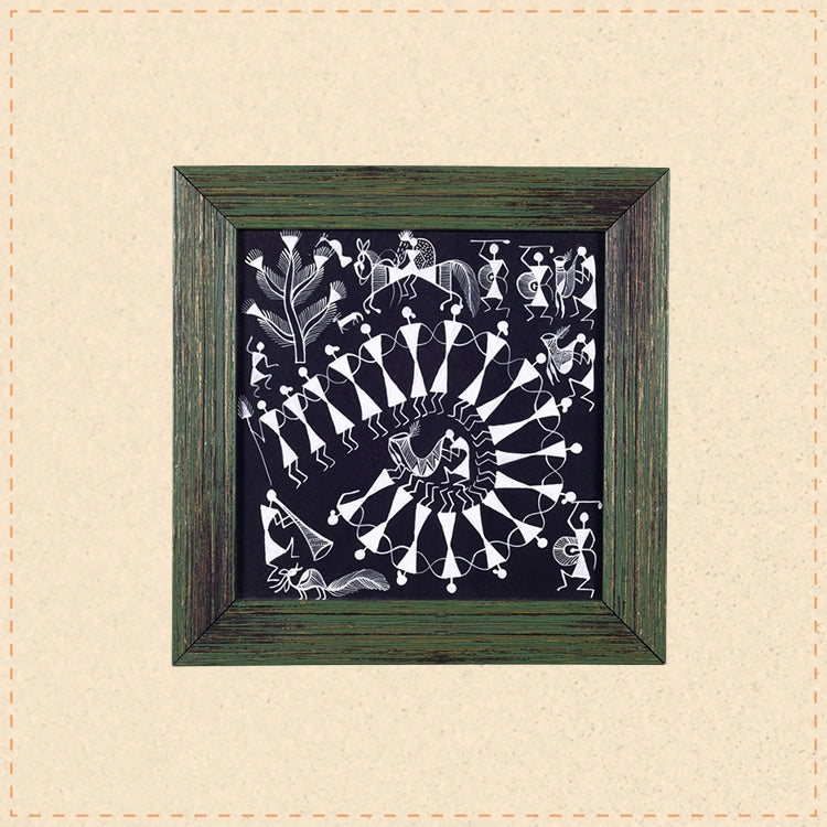 Tribal Dance Warli Painting  (8.7x0.5x8.7)