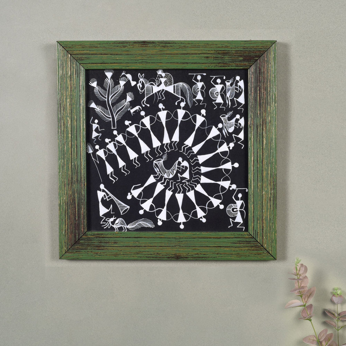 Tribal Dance Warli Painting  (8.7x0.5x8.7)