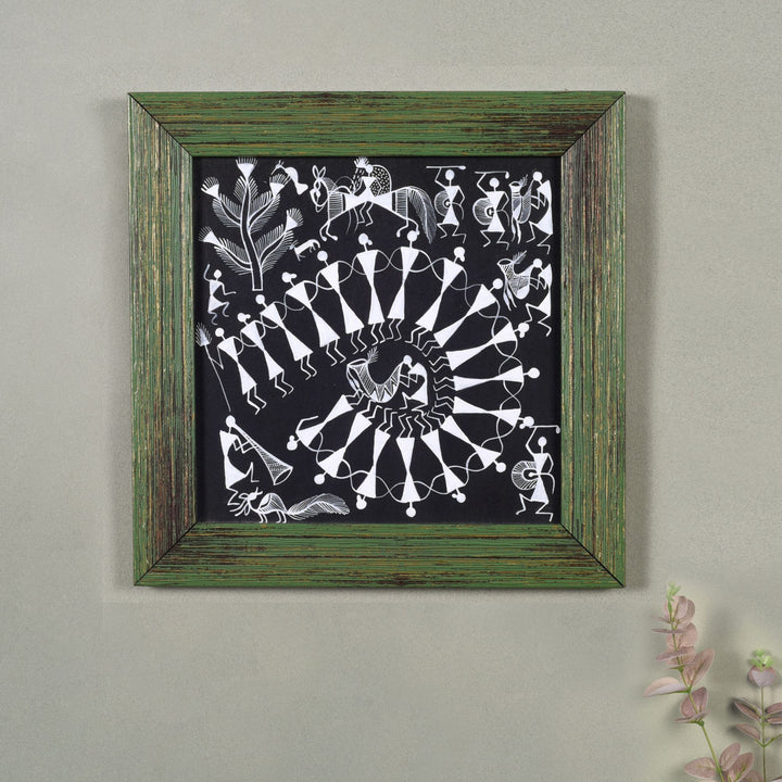 Tribal Dance Warli Painting  (8.7x0.5x8.7)