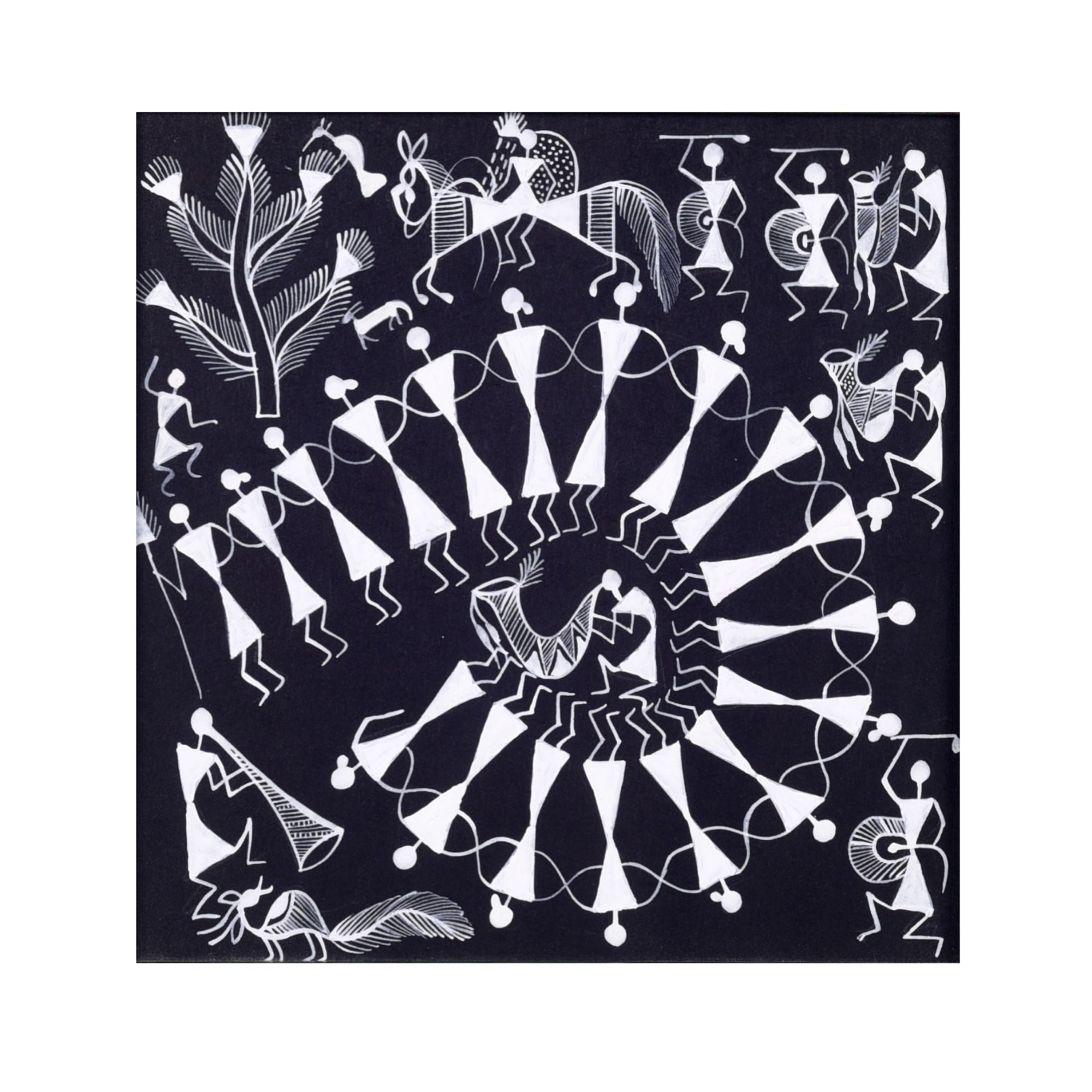 Tribal Dance Warli Painting  (8.7x0.5x8.7)