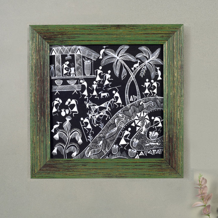 Warli Agriculture Handcrafted Painting  (8.7x0.5x8.7)