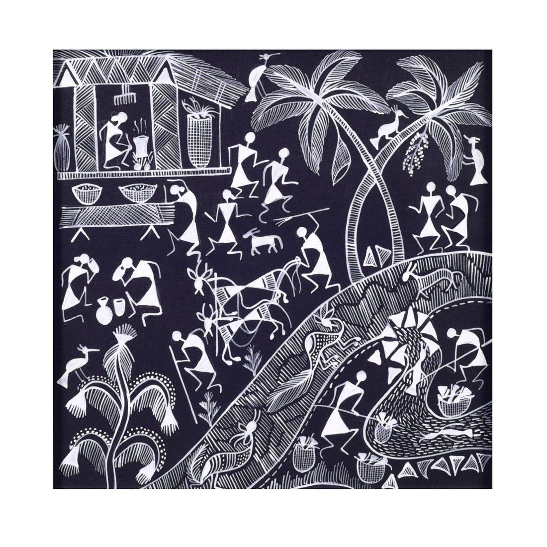 Warli Agriculture Handcrafted Painting  (8.7x0.5x8.7)