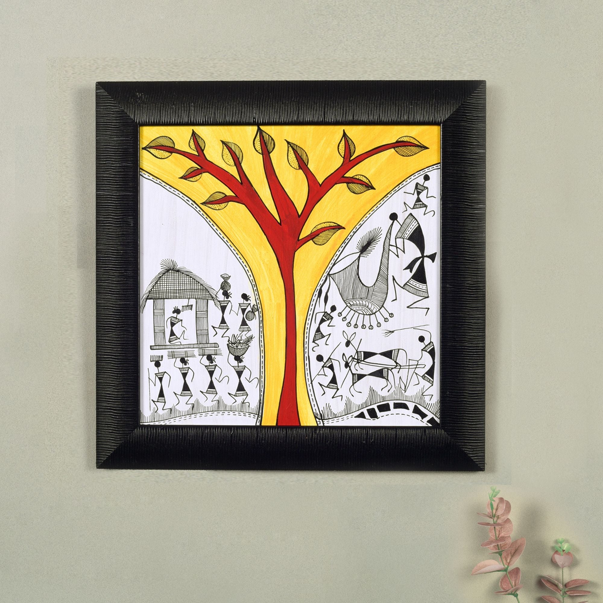 The Warli Tree Handcrafted Painting  (9.7x0.5x9.7)