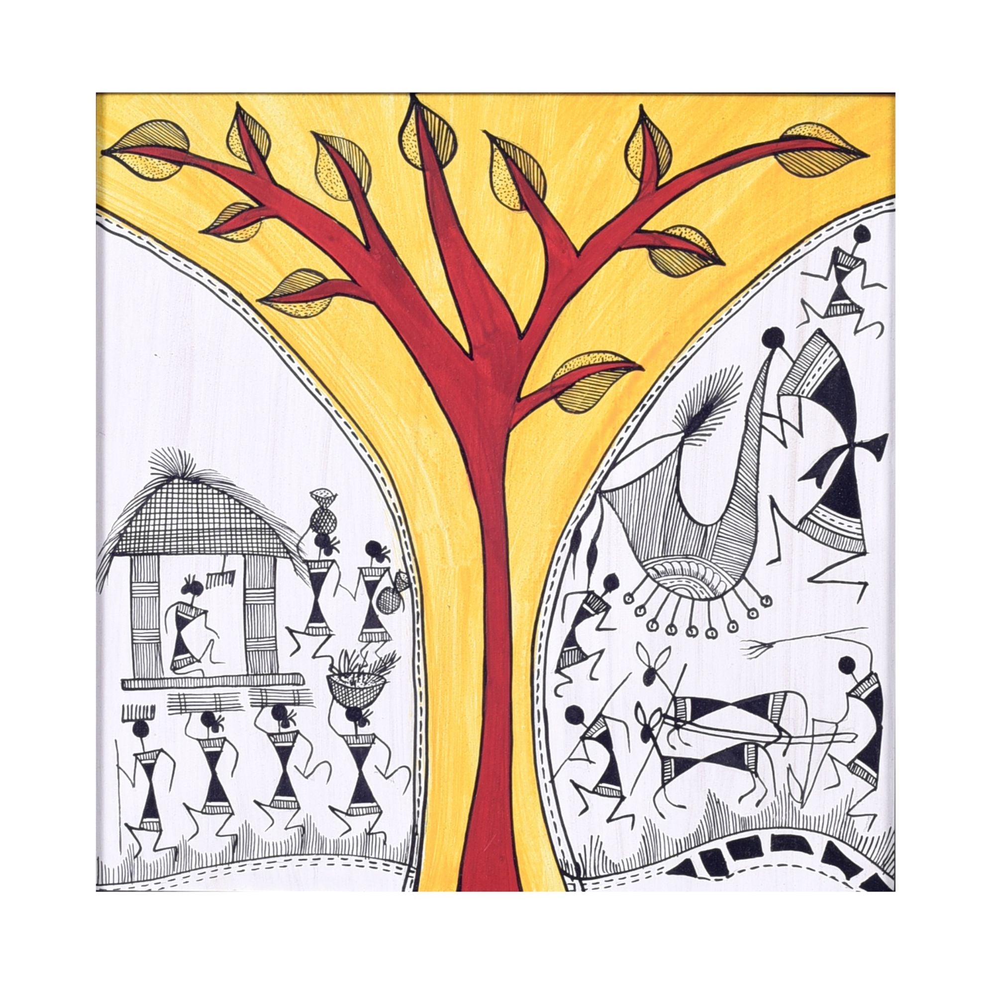 The Warli Tree Handcrafted Painting  (9.7x0.5x9.7)