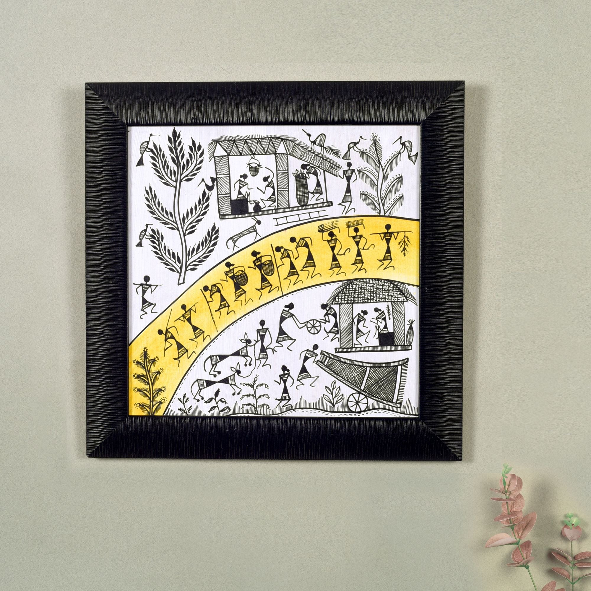 Warli Processions Handcrafted Painting  (9.7x0.5x9.7)
