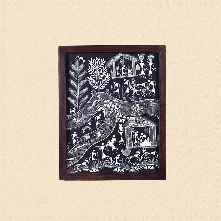 Tribal Marriage Handcrafted Warli Painting  (8x0.5x10)