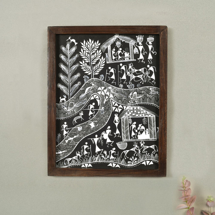 Tribal Marriage Handcrafted Warli Painting  (8x0.5x10)