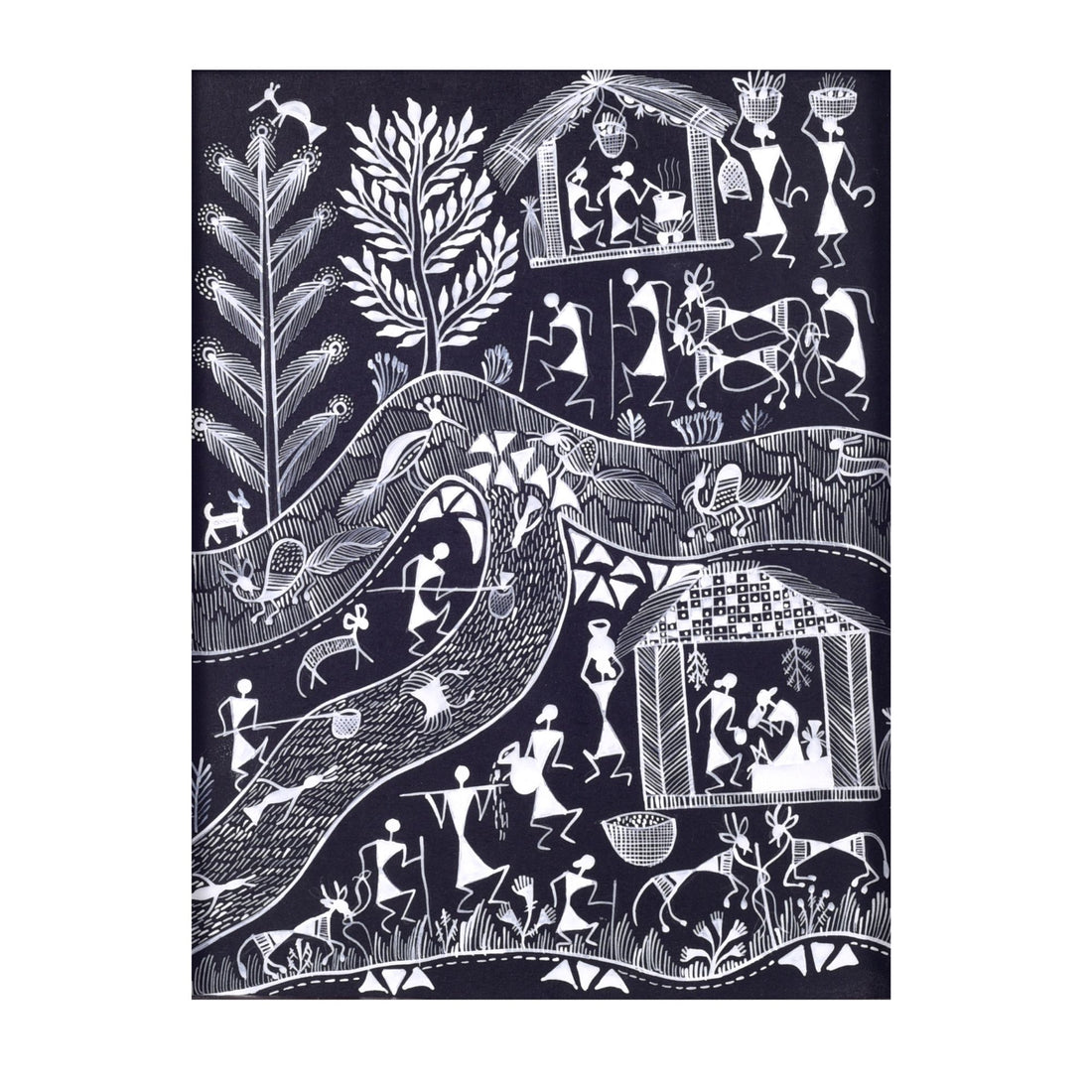 Tribal Marriage Handcrafted Warli Painting  (8x0.5x10)