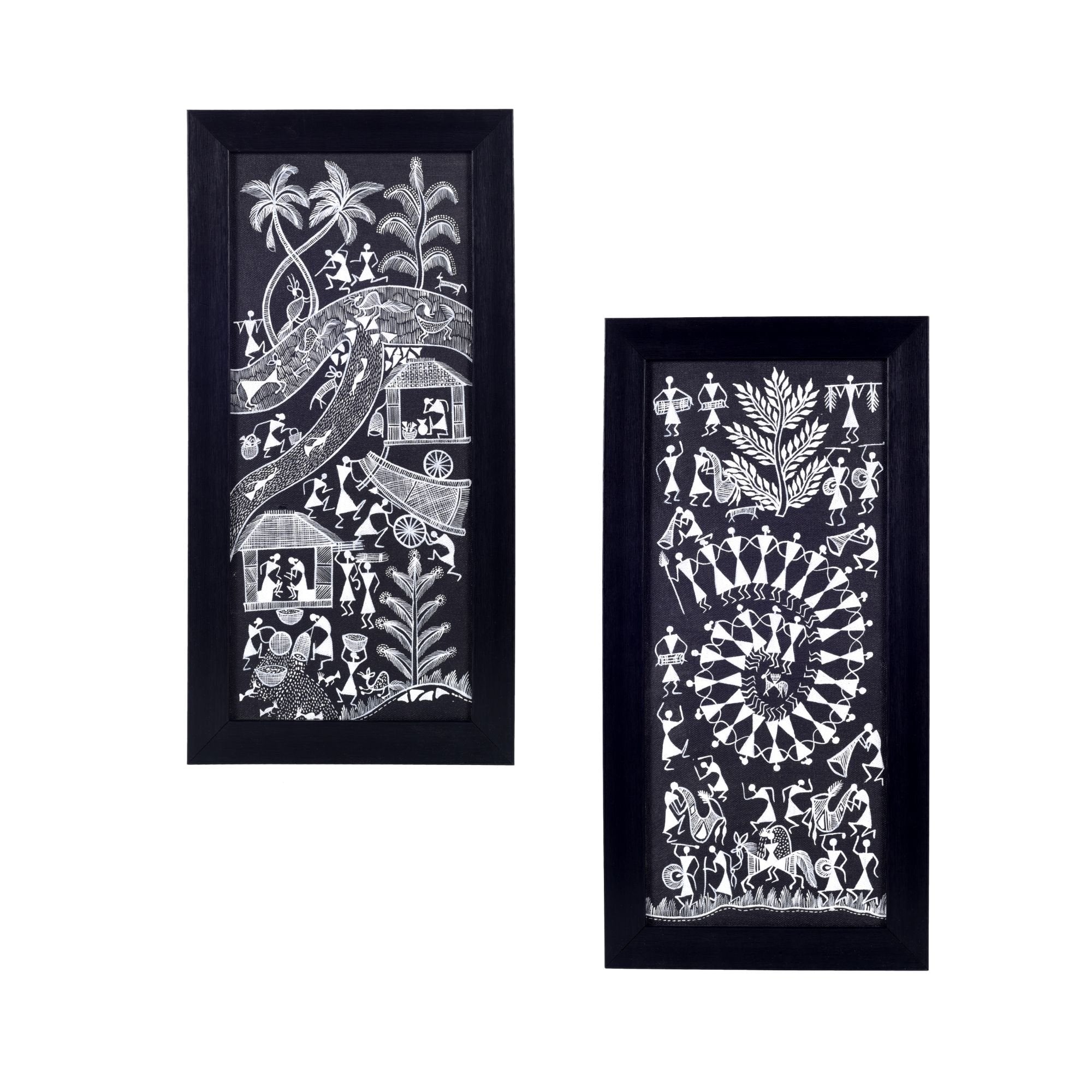Warli Symphony Hanpainted Paintings S02  (9x0.5x18)