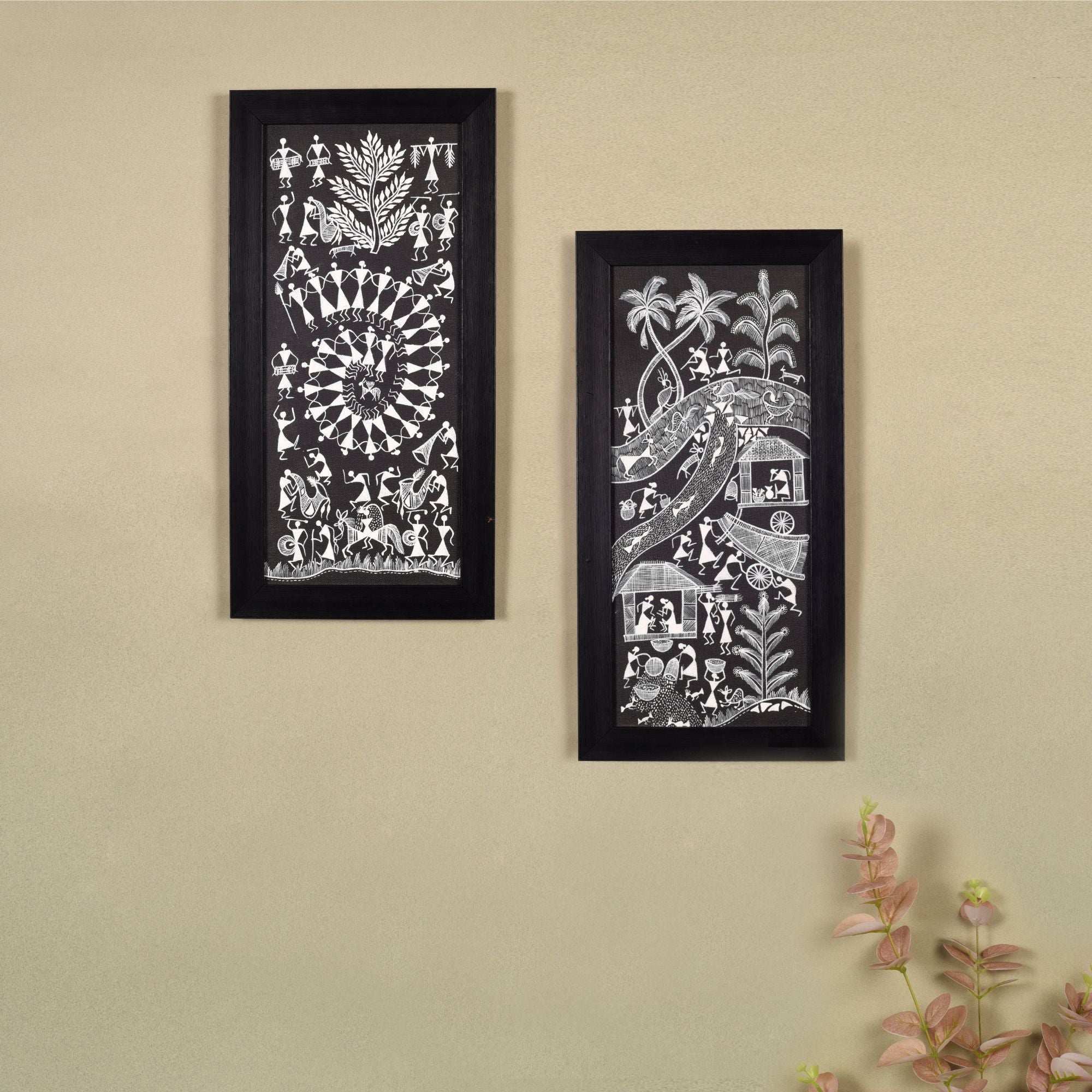 Warli Symphony Hanpainted Paintings S02  (9x0.5x18)
