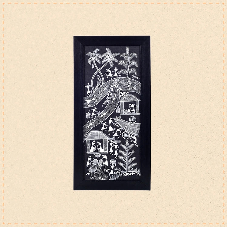 Symphony Of Warli Hand Painted  Painting  (9x0.5x18)