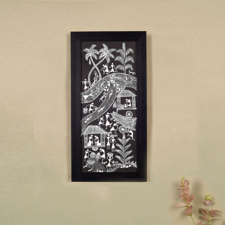 Symphony Of Warli Hand Painted  Painting  (9x0.5x18)