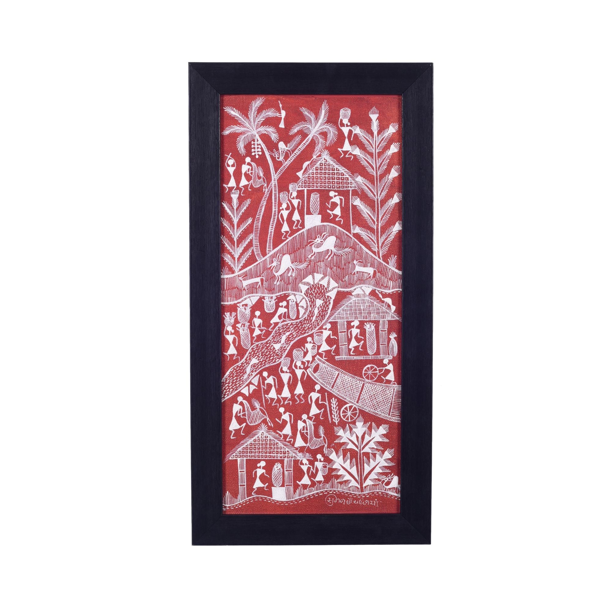 Gerua Warli Painting  (9x0.5x18)