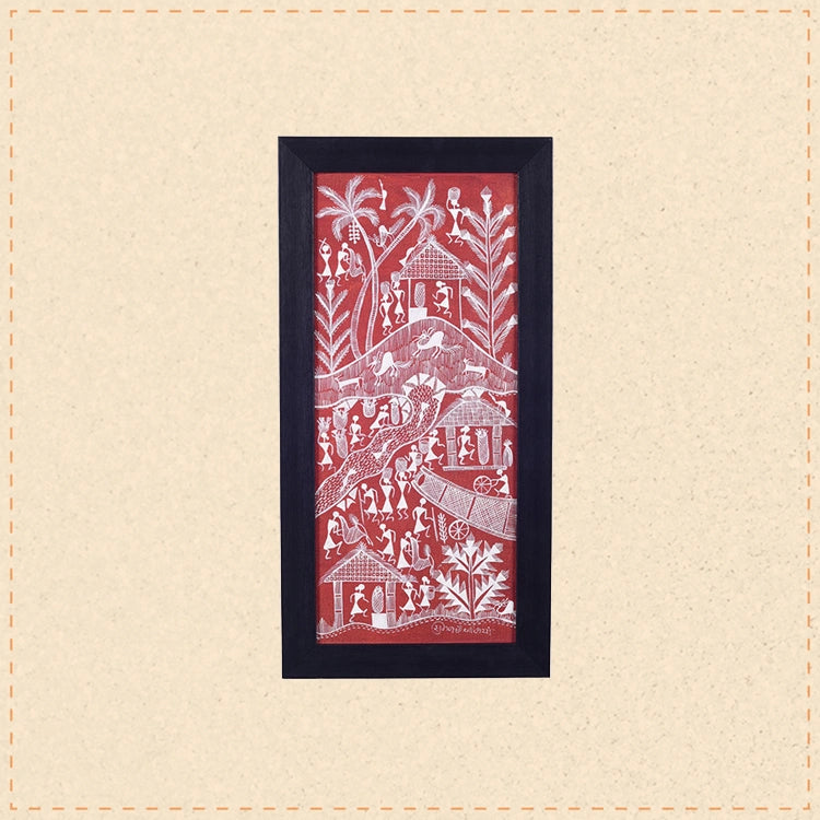 Gerua Warli Painting  (9x0.5x18)