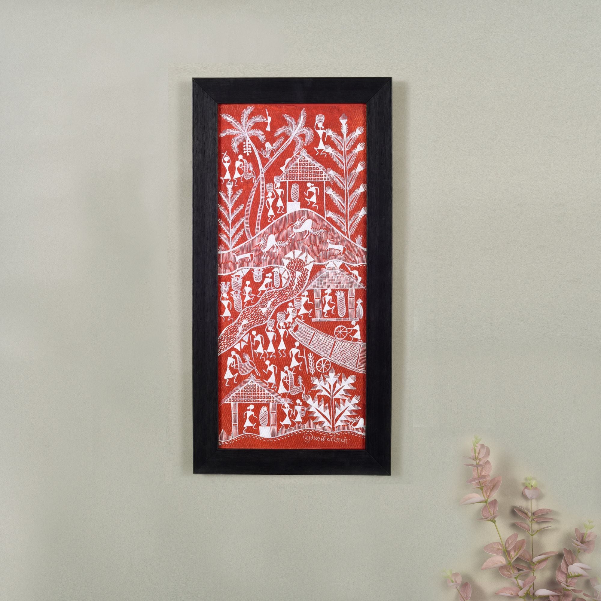 Gerua Warli Painting  (9x0.5x18)