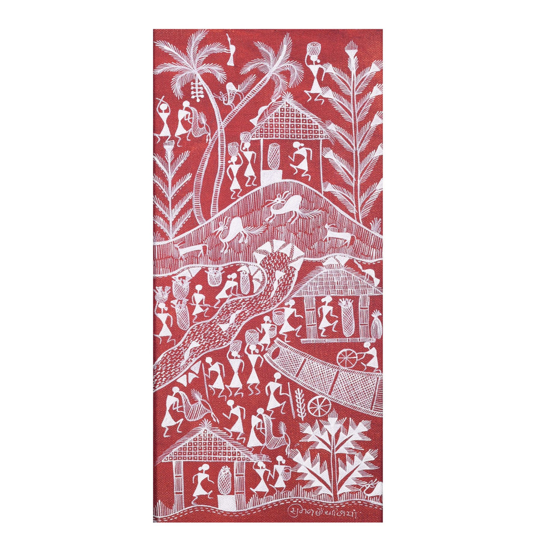 Gerua Warli Painting  (9x0.5x18)