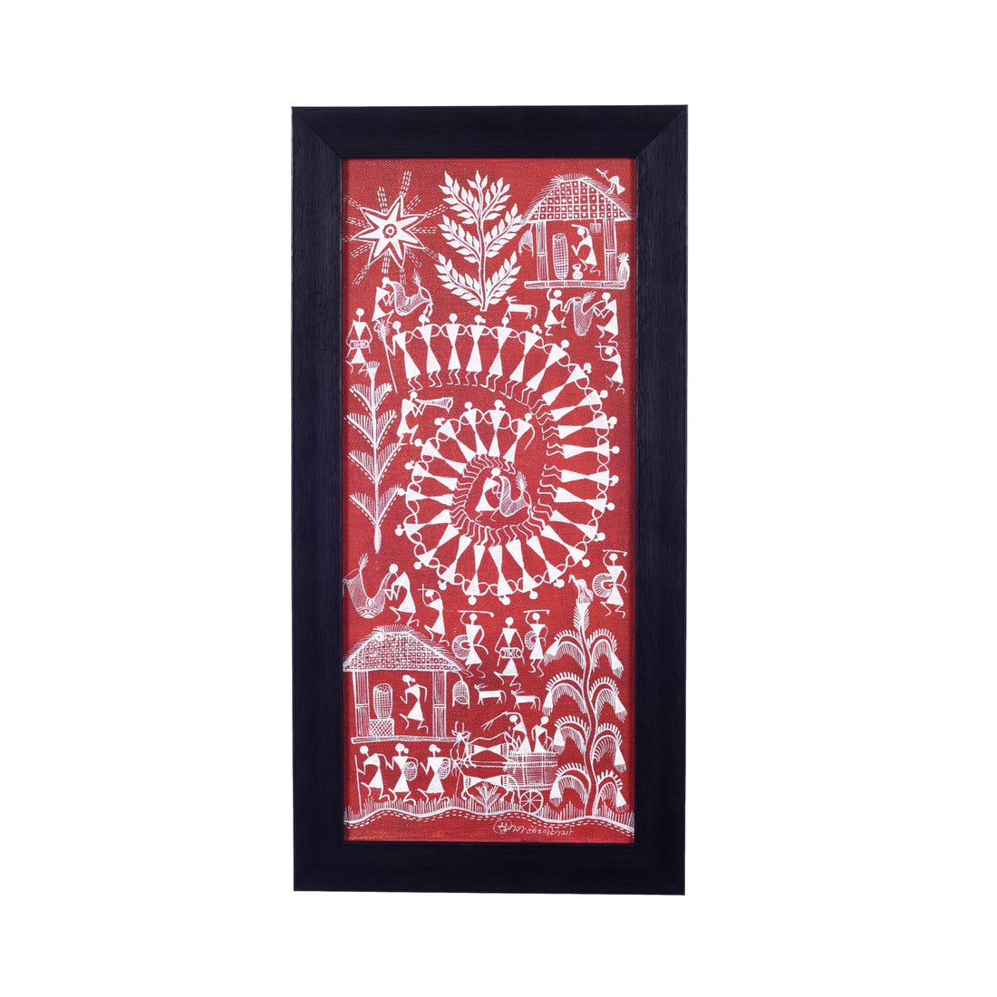 Warli Village Handcrafted Painting  (9x0.5x18)