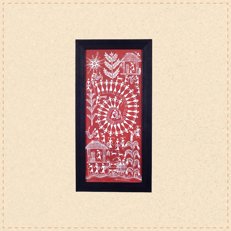 Warli Village Handcrafted Painting  (9x0.5x18)