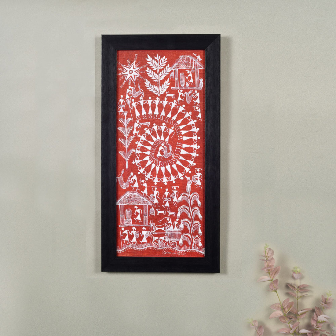 Warli Village Handcrafted Painting  (9x0.5x18)