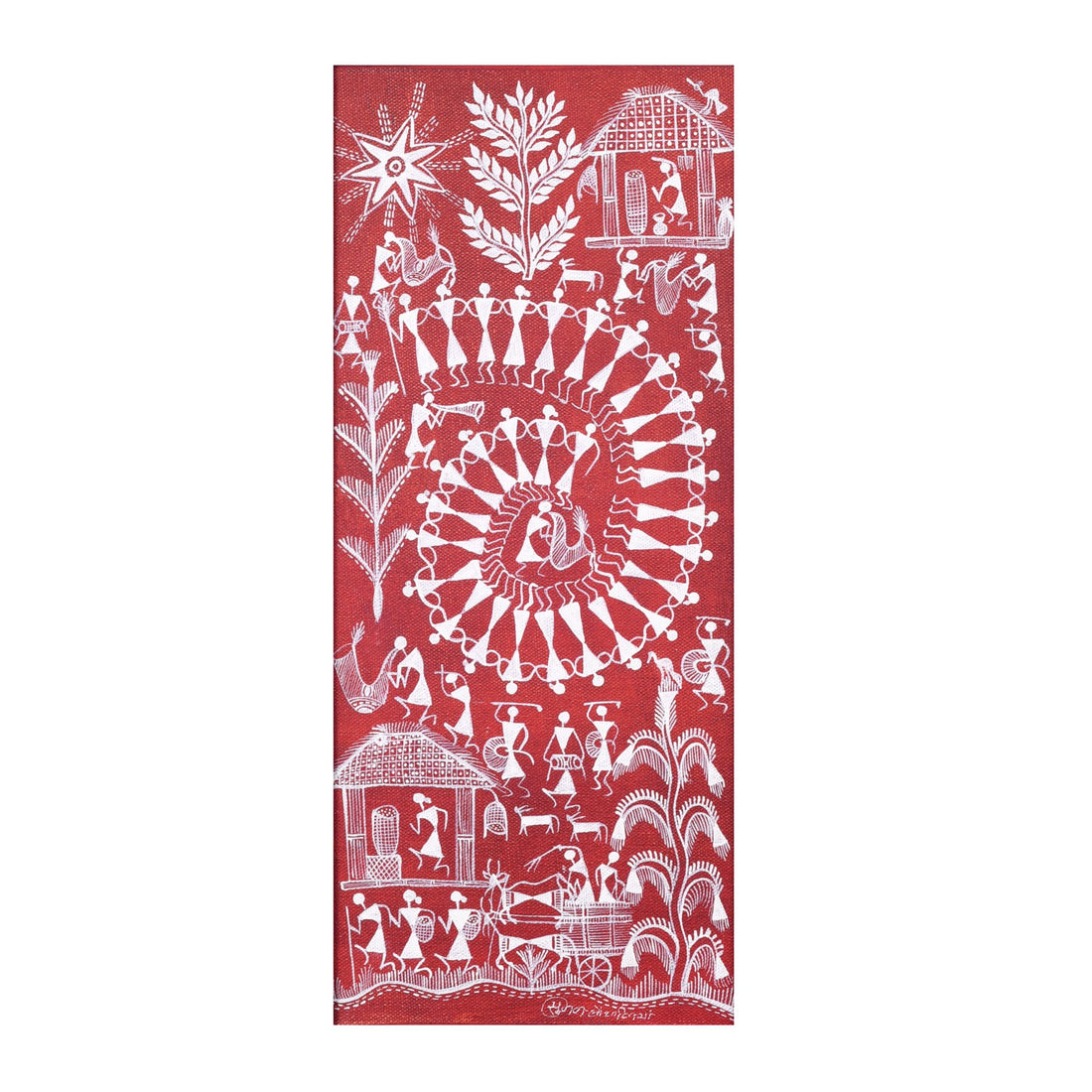 Warli Village Handcrafted Painting  (9x0.5x18)