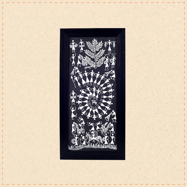 Warli Symphony Hanpainted Painting  (9x0.5x18)