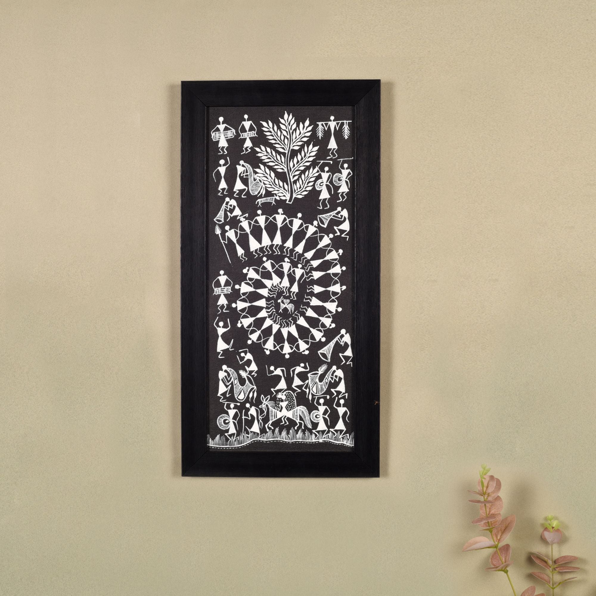 Warli Symphony Hanpainted Painting  (9x0.5x18)