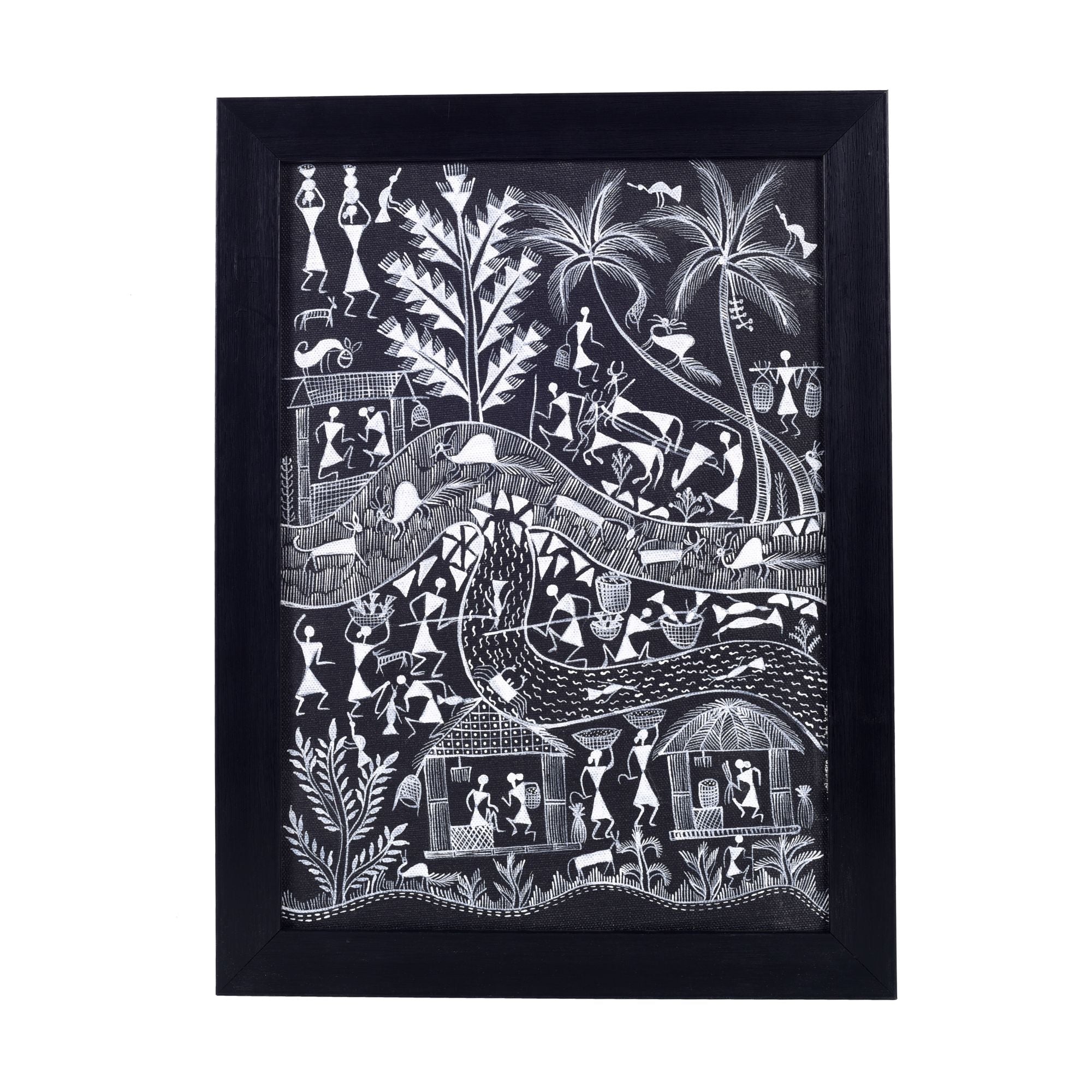 Warli Symphony Hanpainted Paintings S02  (12x0.5x16)