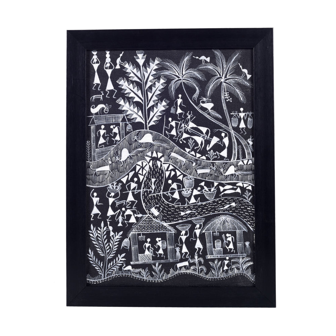 Warli Symphony Hanpainted Paintings S02  (12x0.5x16)