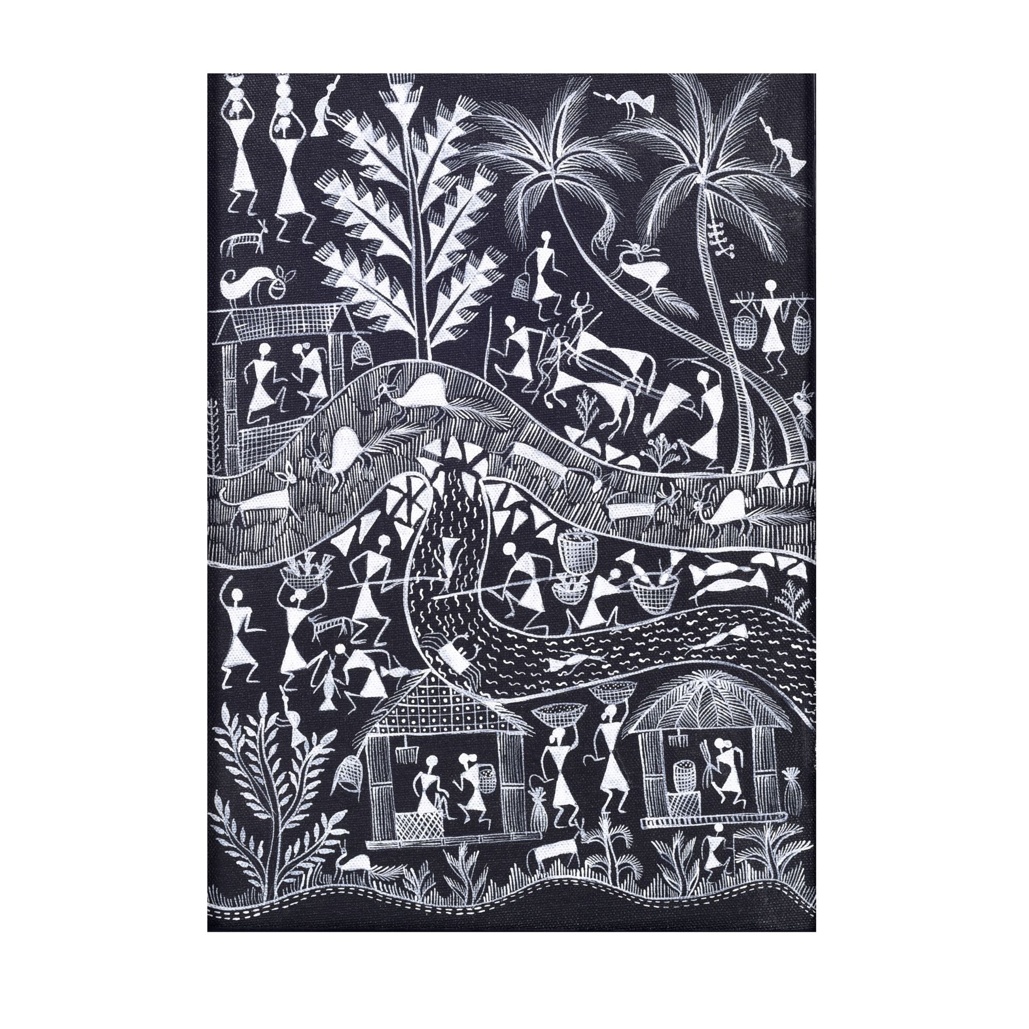 Warli Symphony Hanpainted Paintings S02  (12x0.5x16)