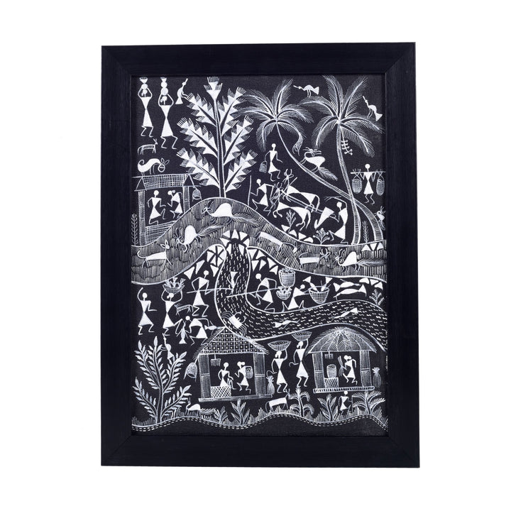 Symphony Of Warli Hand Painted  Painting  (12x0.5x16)