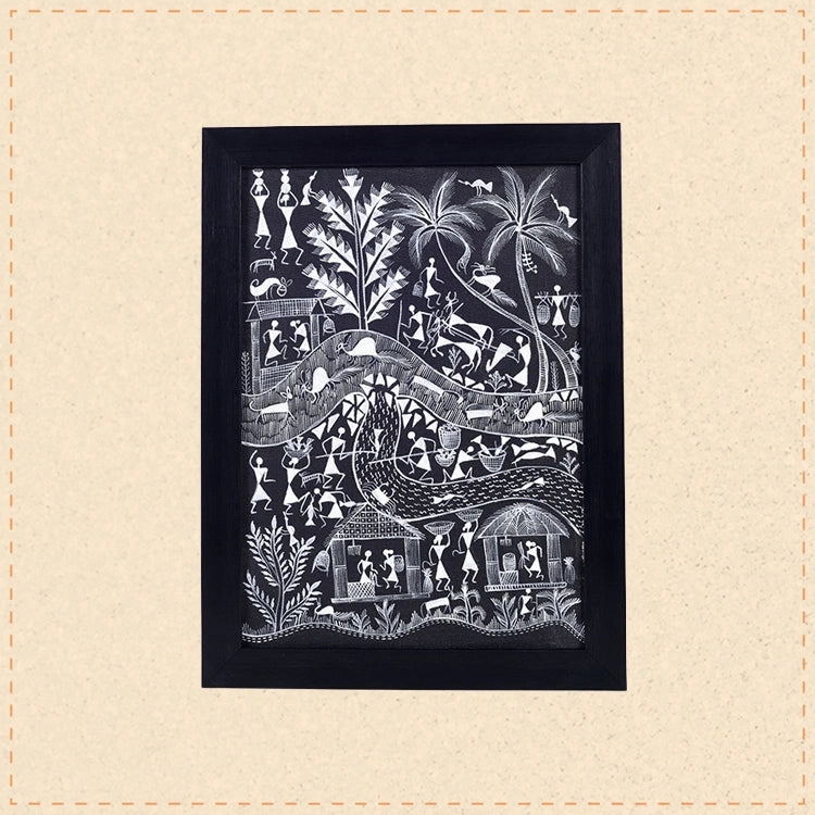 Symphony Of Warli Hand Painted  Painting  (12x0.5x16)