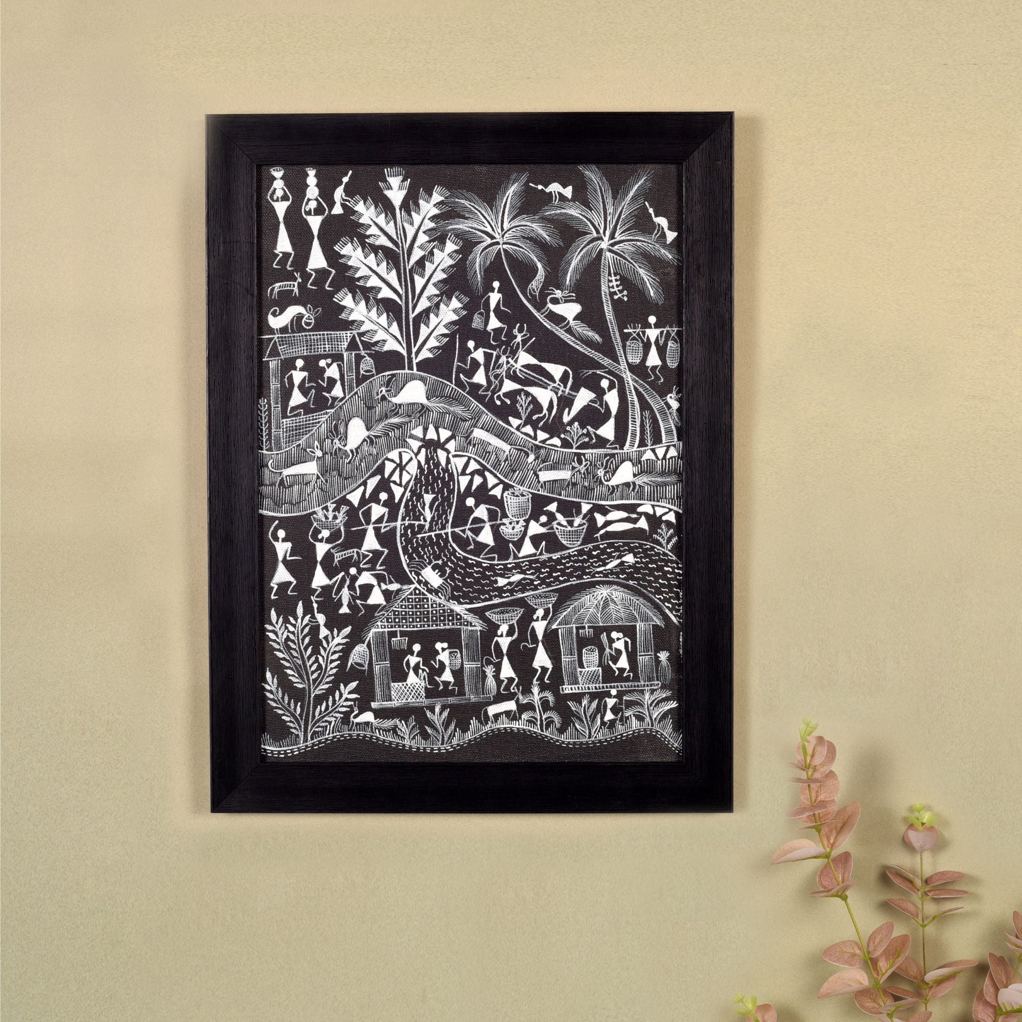 Symphony Of Warli Hand Painted  Painting  (12x0.5x16)