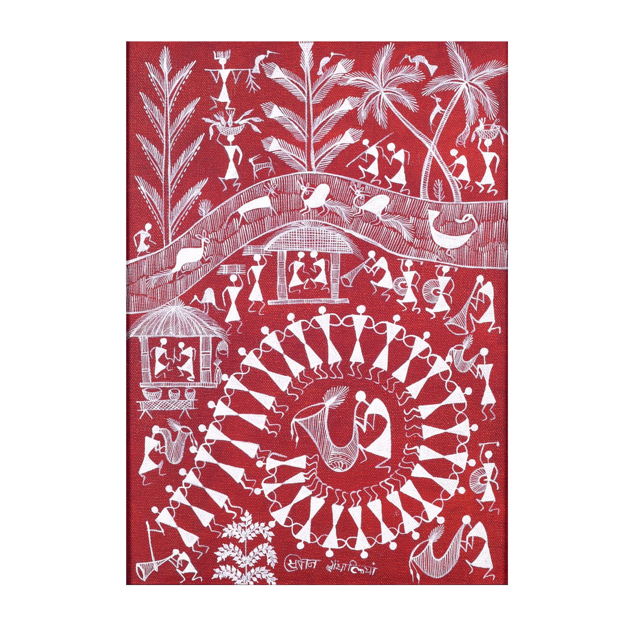 Warli Culture Handcrafted Warli Painting  (12x0.5x16)