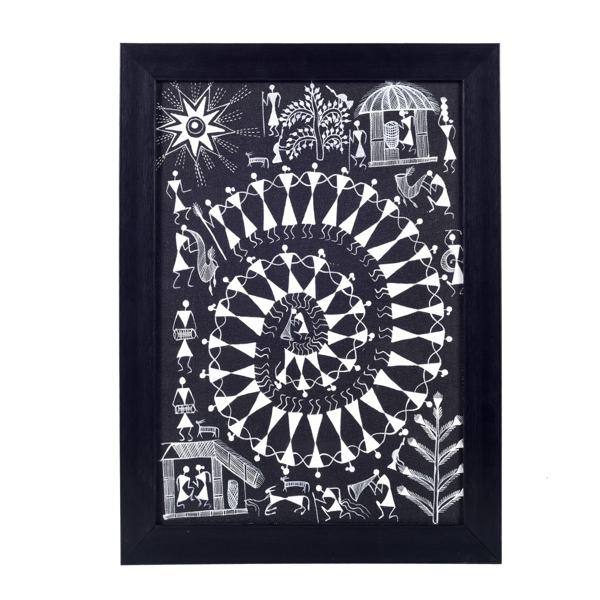 Warli Symphony Hanpainted Painting  (12x0.5x16)