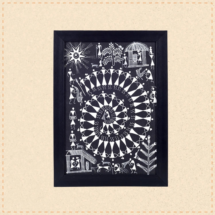 Warli Symphony Hanpainted Painting  (12x0.5x16)