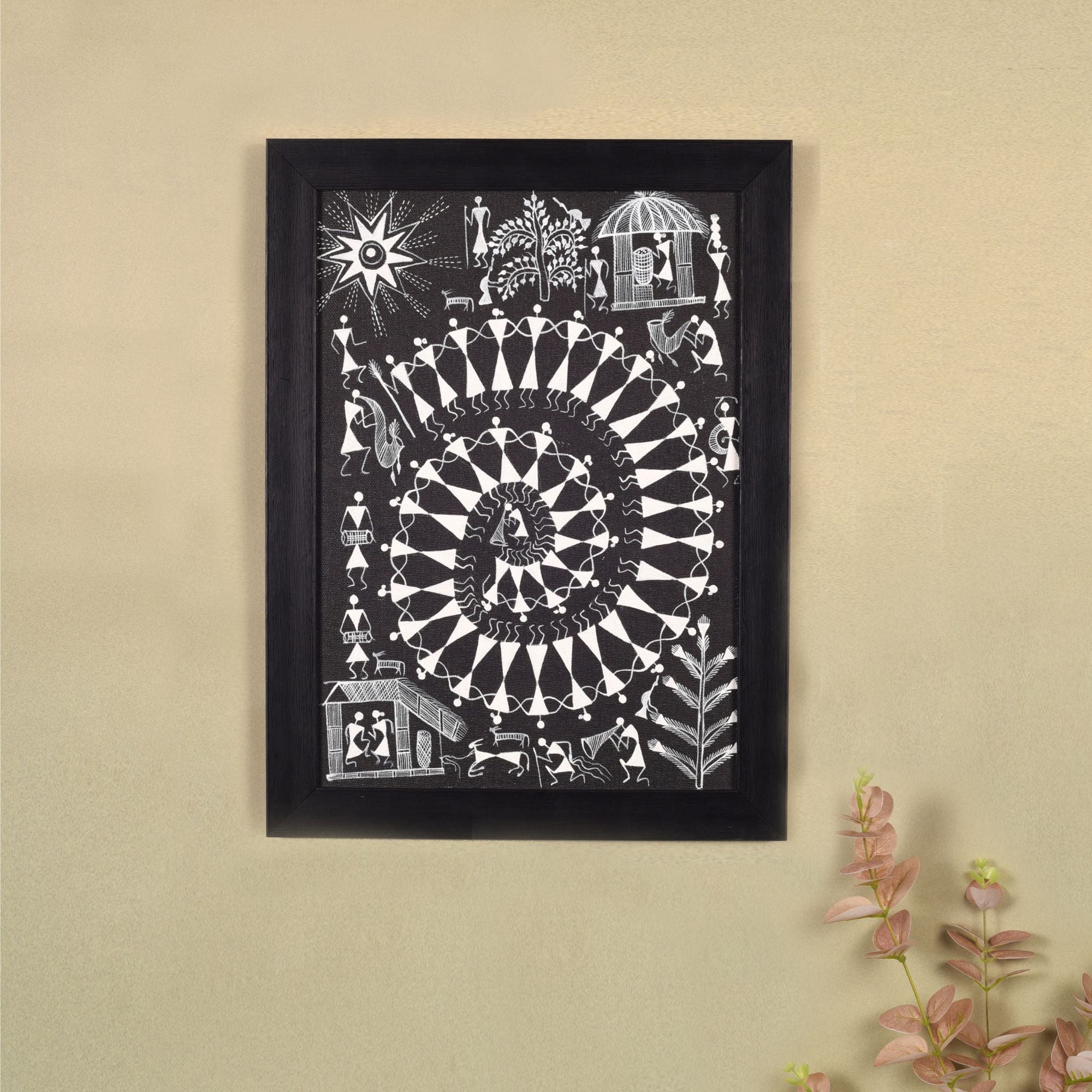 Warli Symphony Hanpainted Painting  (12x0.5x16)