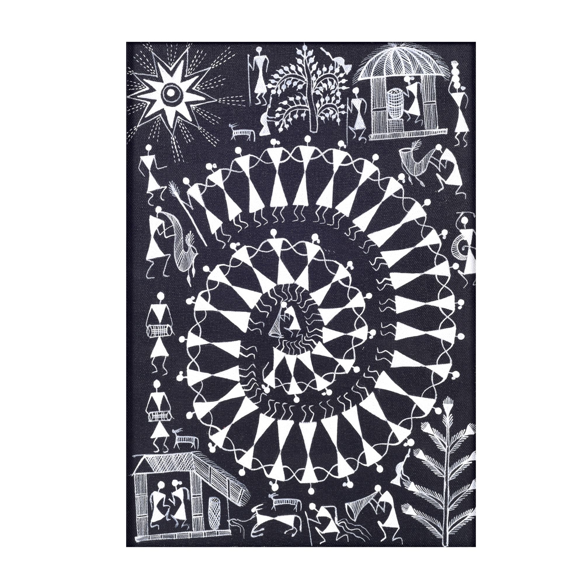 Warli Symphony Hanpainted Painting  (12x0.5x16)