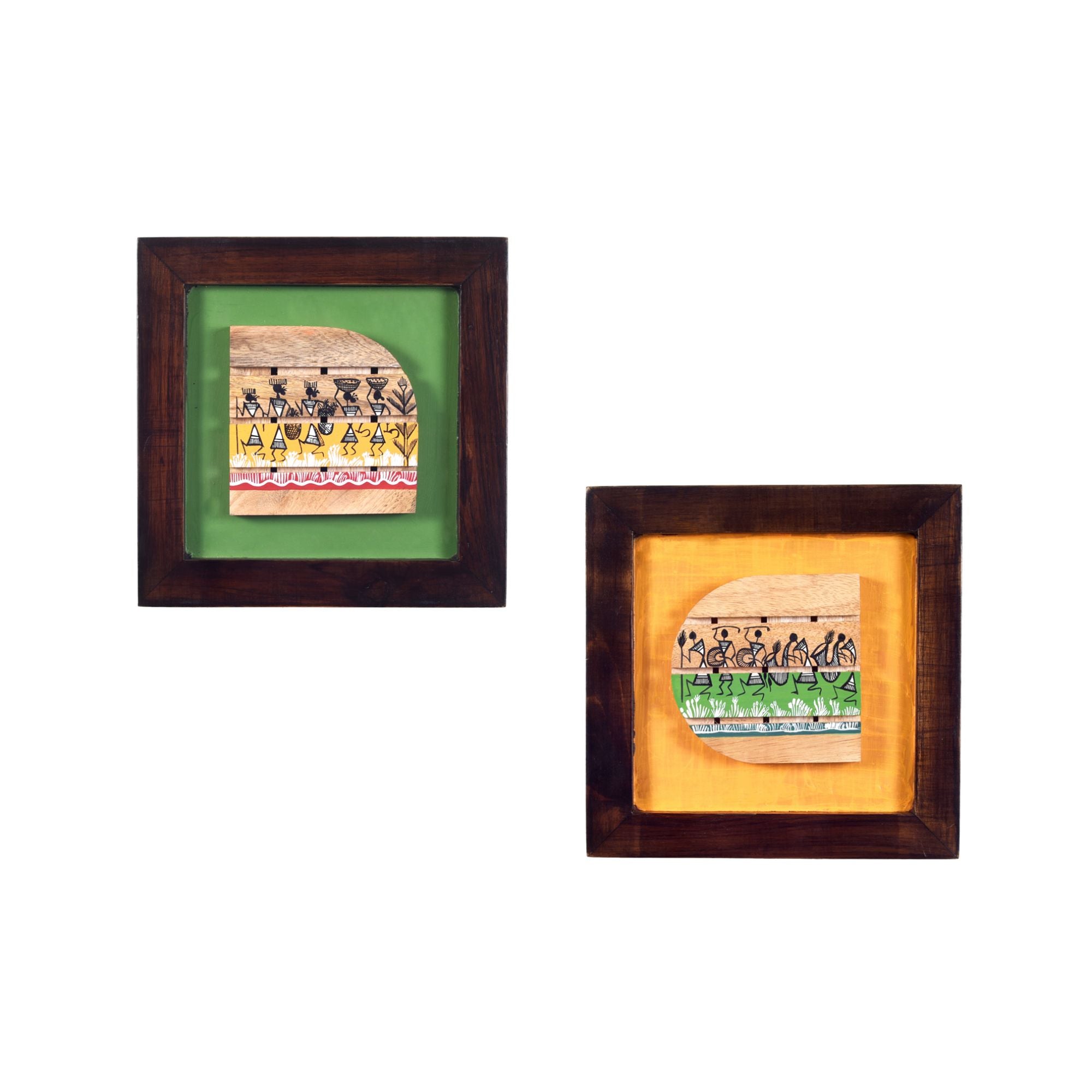 Shades OF warli wall paintings SET OF 2 (8x8x7.5)