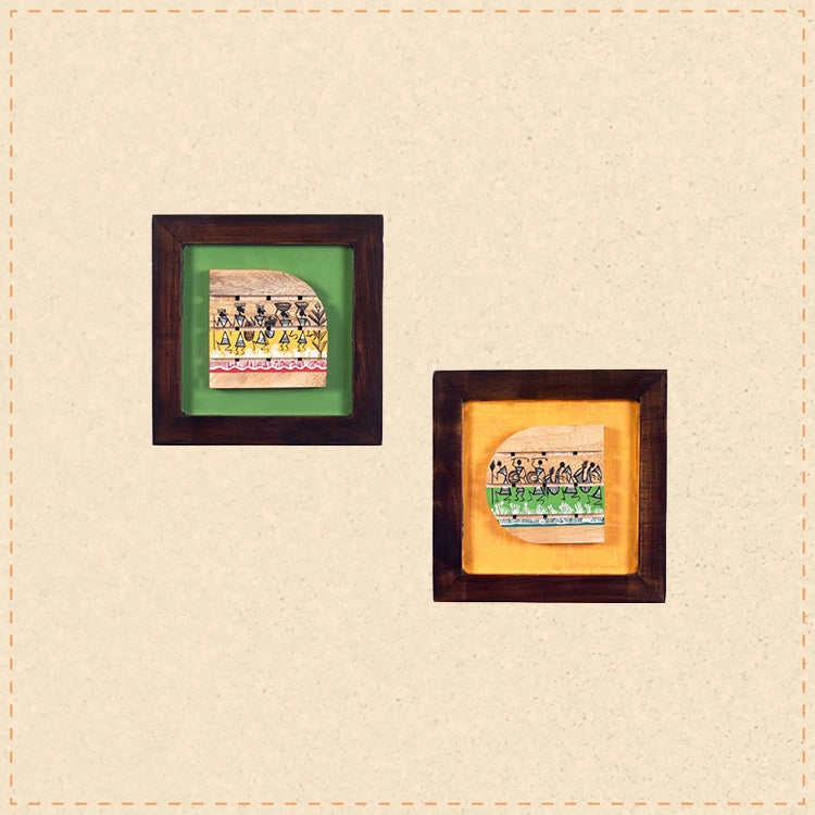 Shades OF warli wall paintings SET OF 2 (8x8x7.5)