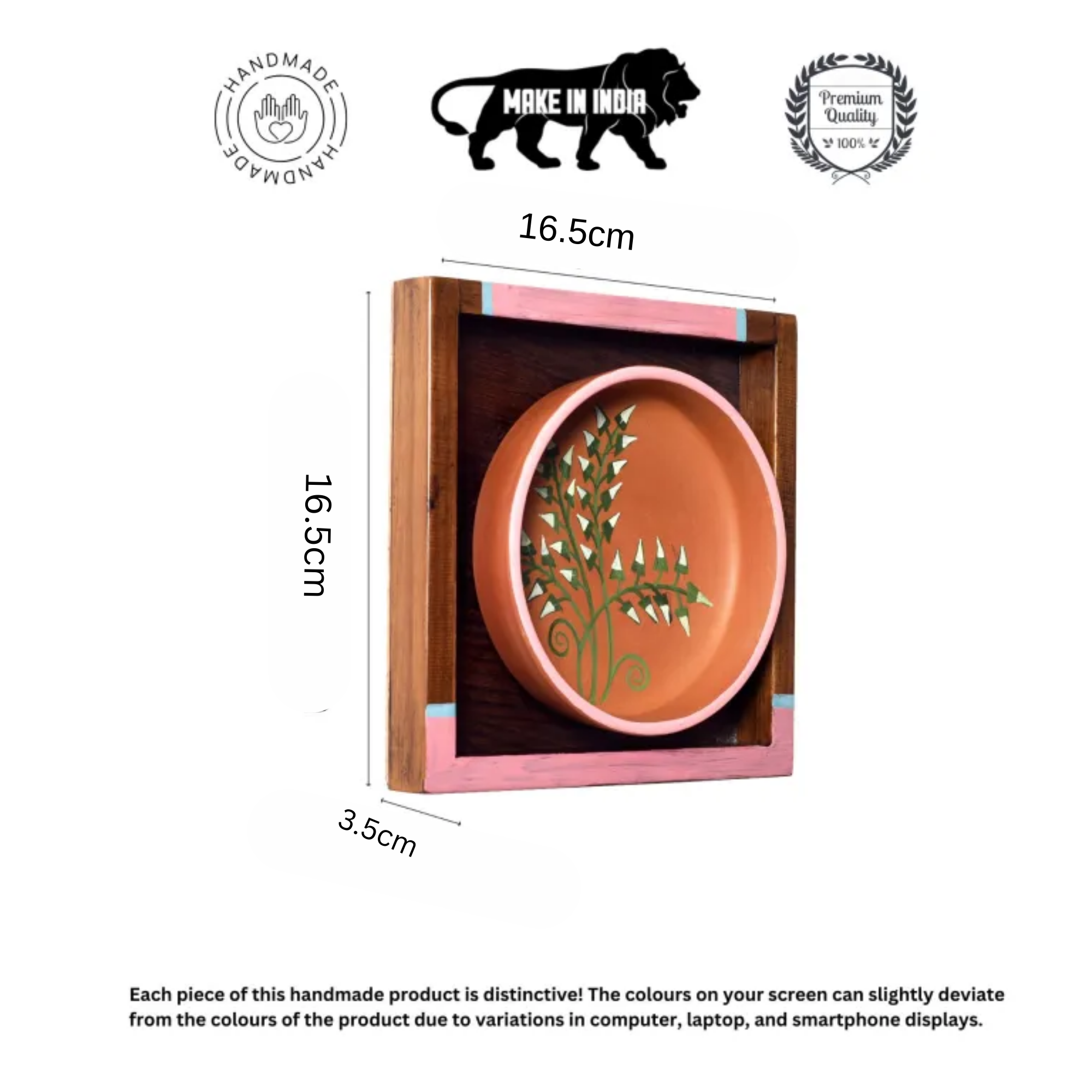 Nature's leaf terracotta wall paintings SET OF 2 (6.5x6.5x1.6)