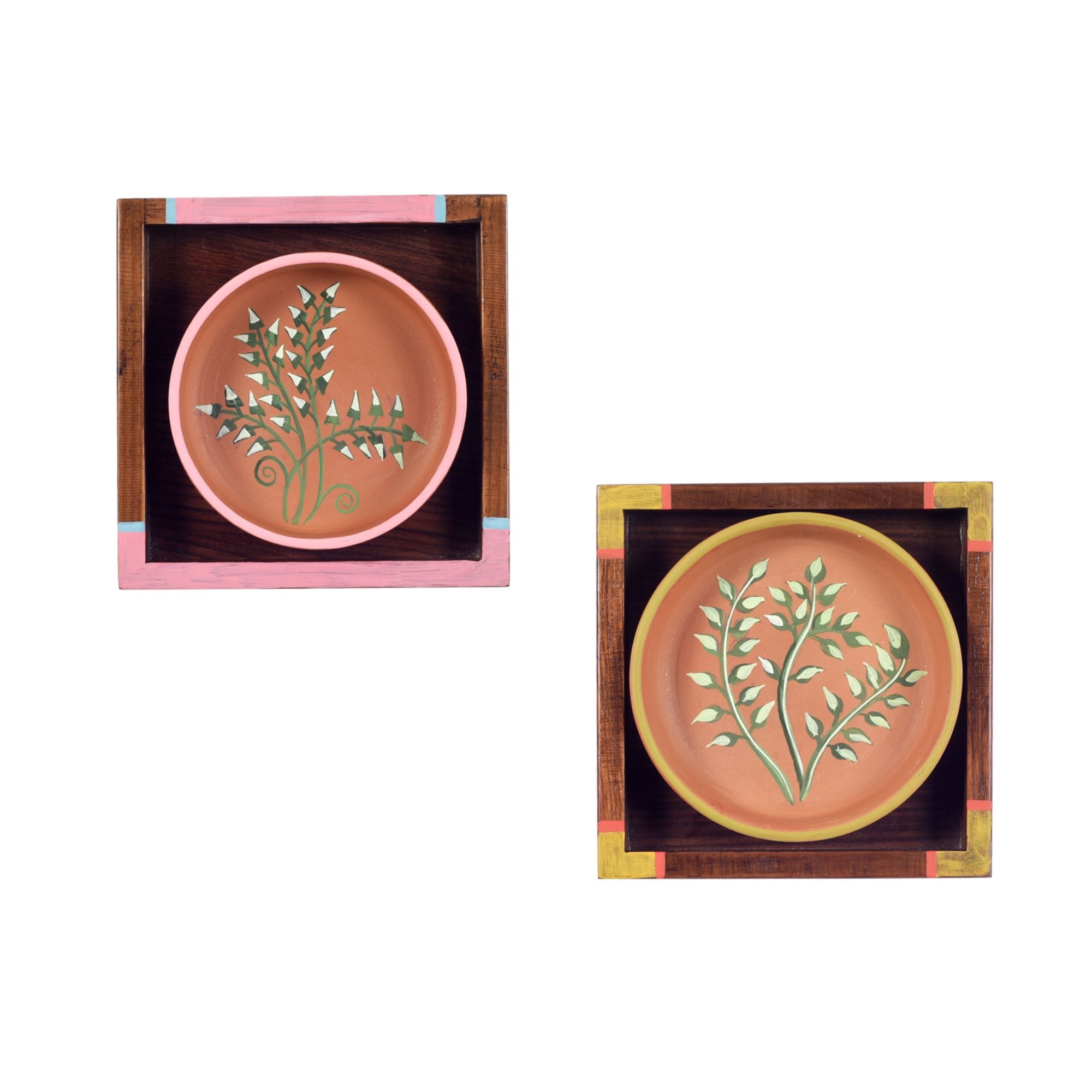 Nature's leaf terracotta wall paintings SET OF 2 (6.5x6.5x1.6)
