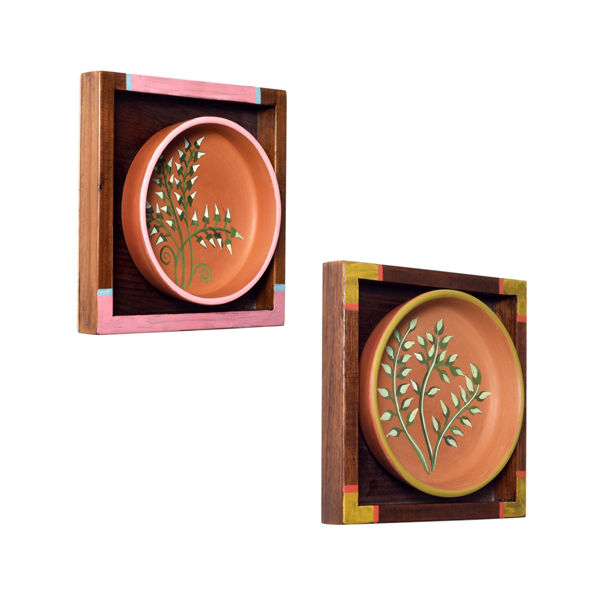 Nature's leaf terracotta wall paintings SET OF 2 (6.5x6.5x1.6)